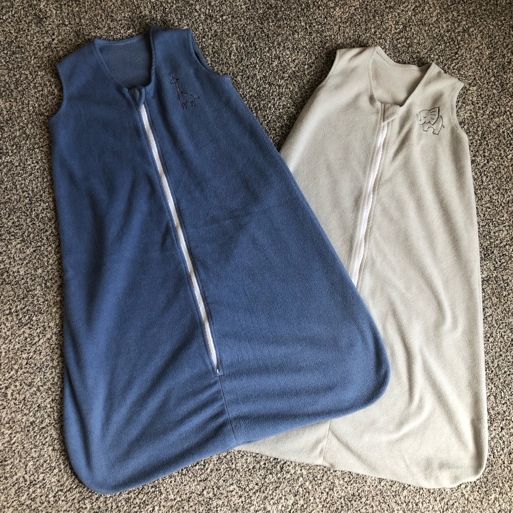 Blue and Gray Baby Sleep Sacks - 2 way Zipper Front - 18-24mo